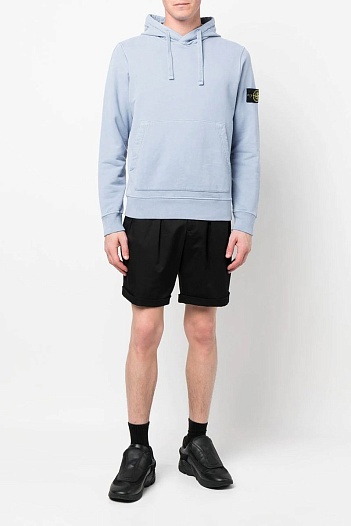 Худи голубого цвета Stone Island compass-patch   