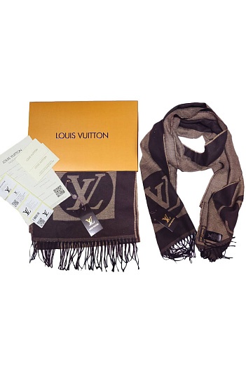 Мужской коричневый шарф Louis Vuitton 185x35 см   
