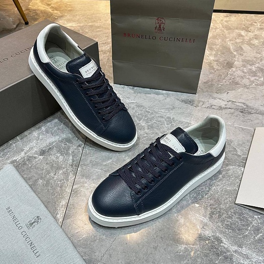 Мужские кроссовки Brunello Cucinelli grain leather - Navy   