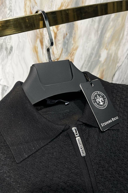 Мужское поло Stefano Ricci чёрного цвета