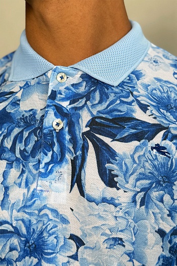 Мужское поло Etro "Floral" - Blue   
