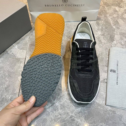 Мужские комбинированные кроссовки Brunello Cucinelli   