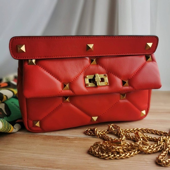 Женская сумка Valentino Roman Stud 25x14 см - Red