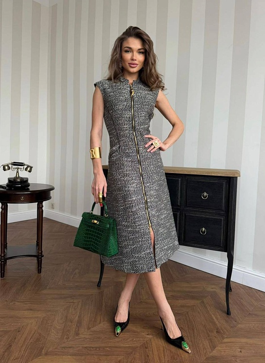 Женское платье на молнии Schiaparelli premium - Grey