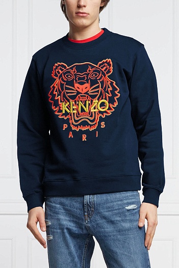 Синий мужской свитшот Kenzo Tiger Head embroidered   