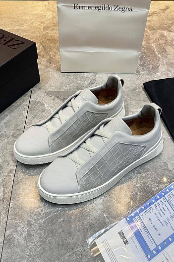 Мужские кроссовки Ermenegildo Zegna Triple Stitch Alligator - Grey   