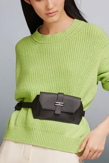 Кожаный ремень Hermes Elan Pocket 24x12 см - Black / Silver   