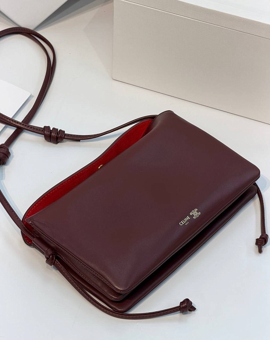 Кожаная сумка Celine Trio Flap premium 22.5x13x3.5 см