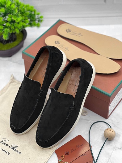 Замшевые лоферы Loro Piana Summer Walk - Black   