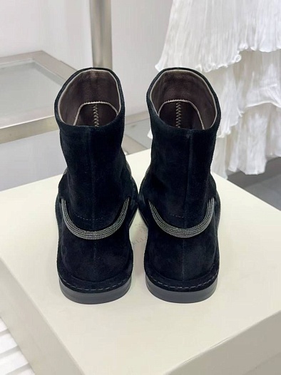 Женские замшевые сапоги Brunello Cucinelli premium - Black   