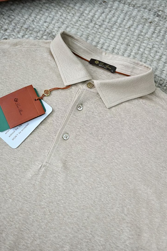 Мужское тёмно-бежевое поло Loro Piana premium