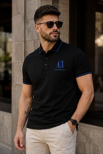 Чёрное поло Armani Exchange embroidered-logo   