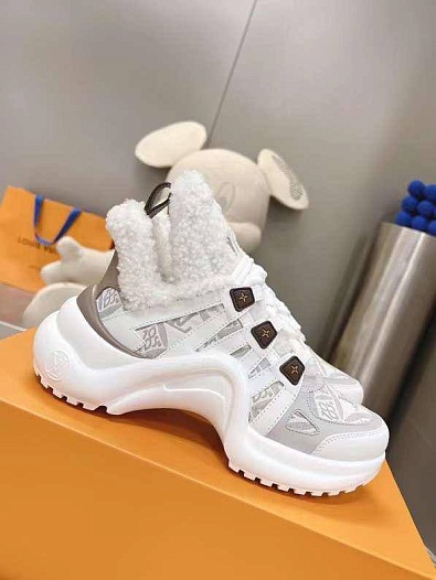 Женские кожаные кроссовки с мехом Louis Vuitton Archlight   