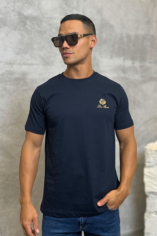 Футболка синего цвета Loro Piana logo-embroidered