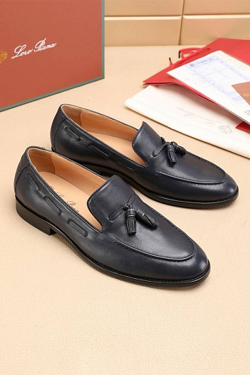 Кожаные лоферы Loro Piana tassel - Navy   