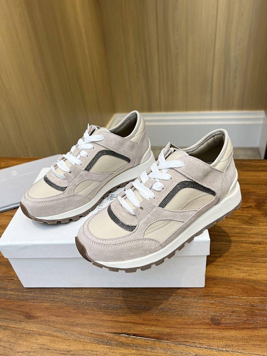 Женские замшевые кроссовки Brunello Cucinelli - Beige
