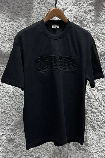 Чёрная оверсайз футболка Dior logo embossed   