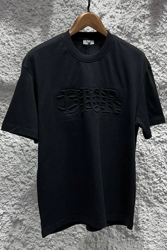 Чёрная оверсайз футболка Dior logo embossed