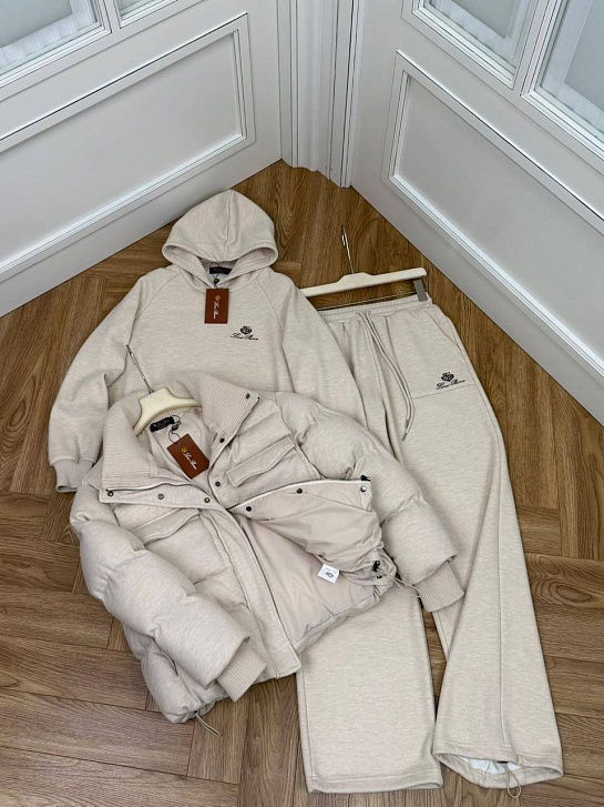 Женский костюм тройка на флисе Loro Piana premium - Beige