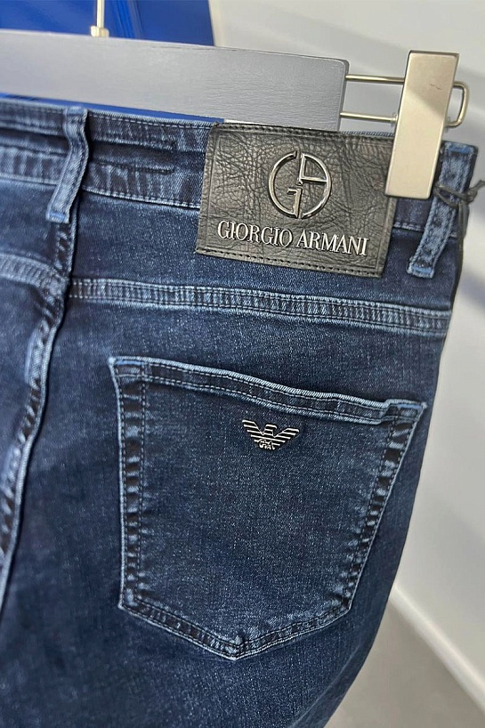 Мужские тёмно-синие джинсы Giorgio Armani logo-plaque