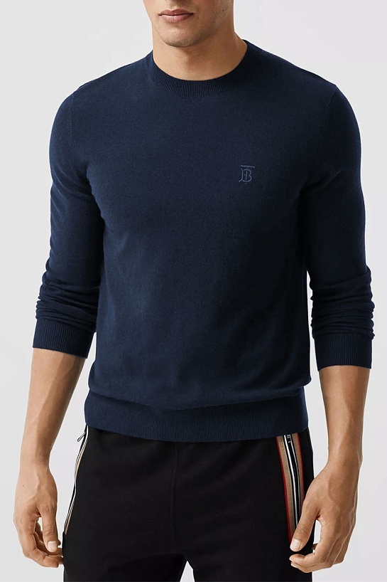 Мужской тёмно-синий джемпер Burberry TB logo-embroidered