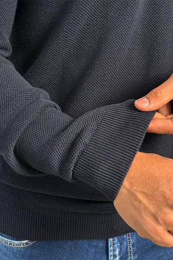 Тёмно-синий джемпер Tommy Hilfiger Zip Neck logo-embroidered   