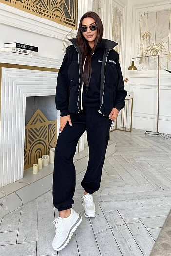 Женский чёрный костюм тройка MIU MIU   