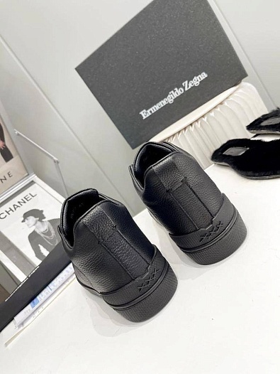 Кроссовки с мехом Ermenegildo Zegna Triple Stitch - Black   