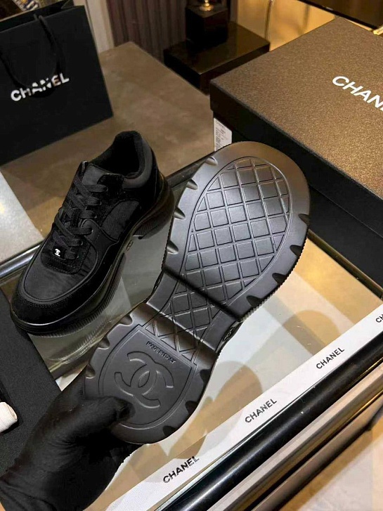 Чёрные женские кроссовки Chanel premium