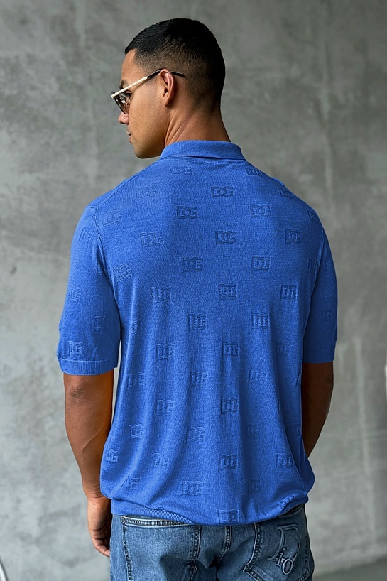 Мужское поло Dolce & Gabbana monogram all-over - Blue