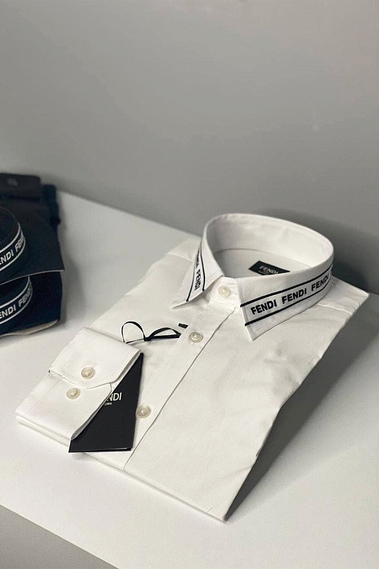 Классическая мужская рубашка Fendi белого цвета