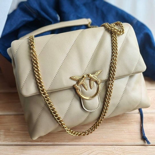 Женская кожаная сумка Love 28x18 - Beige