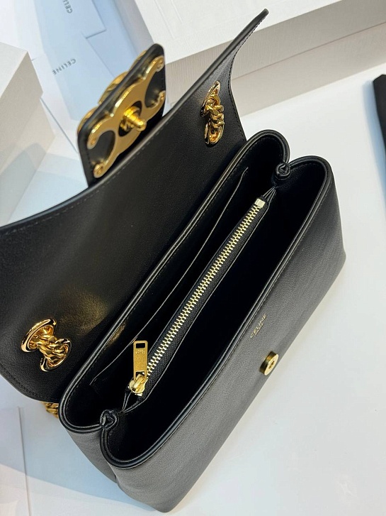 Женская сумка Celine Victorire Medium Premium 21x12x7 см - Black / Gold