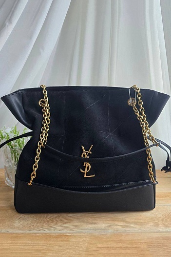 Замшевая чёрная сумка Yves Saint Laurent 38x34 см   