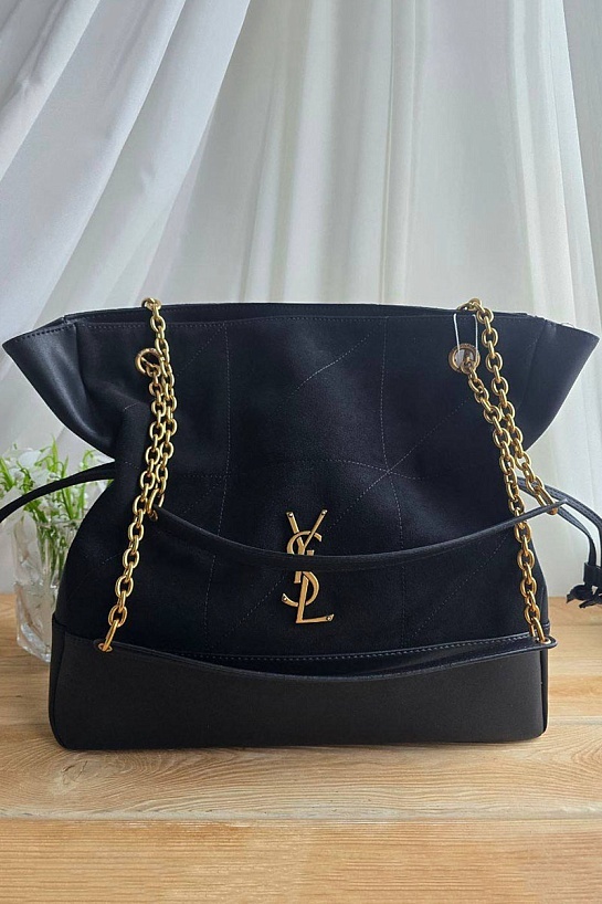 Замшевая чёрная сумка Yves Saint Laurent 38x34 см