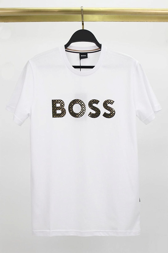 Футболка белого цвета Hugo Boss monogram-filled