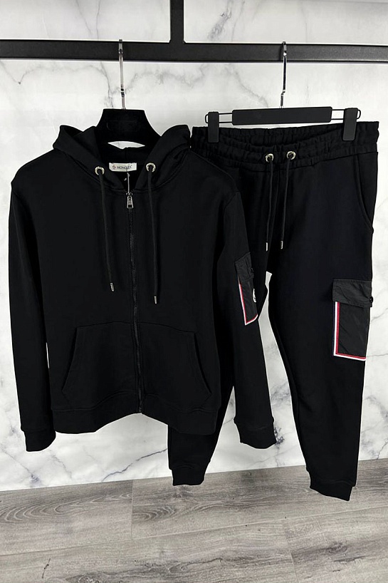 Спортивный костюм чёрного цвета side pocket