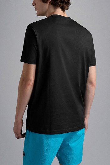 Мужская чёрная футболка Paul & Shark logo-print   