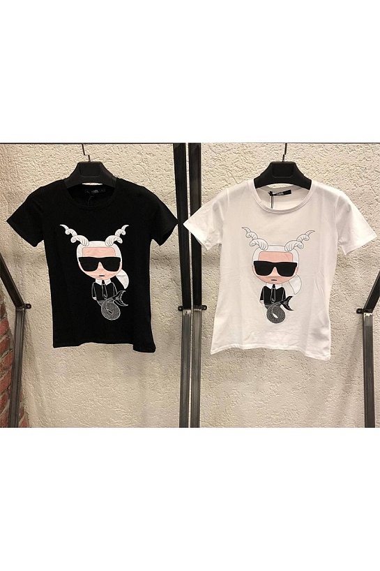 Женская чёрная футболка Karl Lagerfeld "Capricorn"