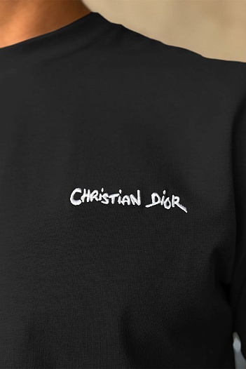 Мужская футболка Dior logo-embroidered - Black   