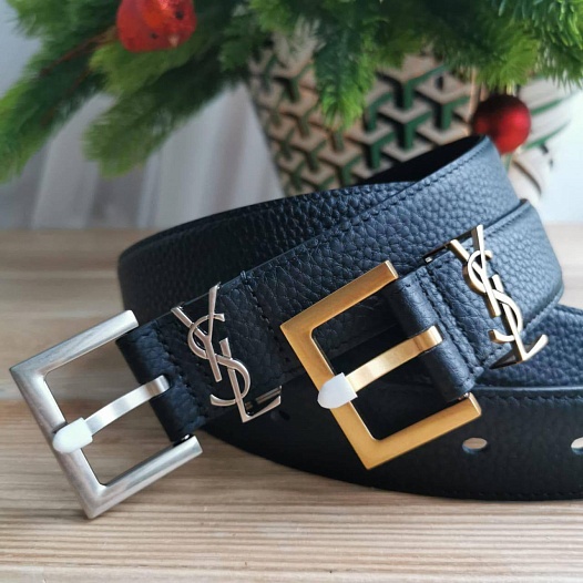 Кожаный ремень Yves Saint Laurent Cassandre (ширина 2 / 3 см)   