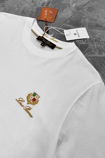 Футболка белого цвета Loro Piana logo-embroidered   