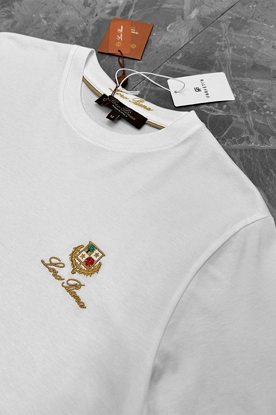 Футболка белого цвета Loro Piana logo-embroidered