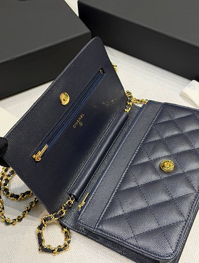 Кожаная сумка Chanel Wallet on Chain premium 19x12x4 см   
