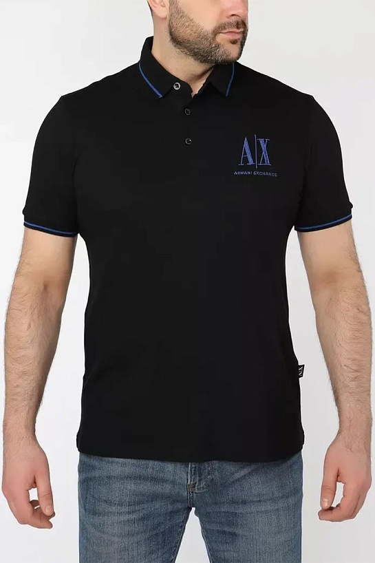 Чёрное поло Armani Exchange embroidered-logo