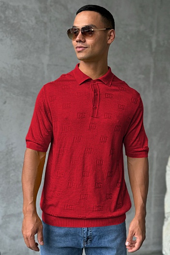 Мужское поло Dolce & Gabbana monogram all-over - Red   