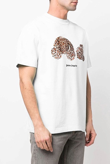 Белая оверсайз футболка Palm Angels Leopard Bear   