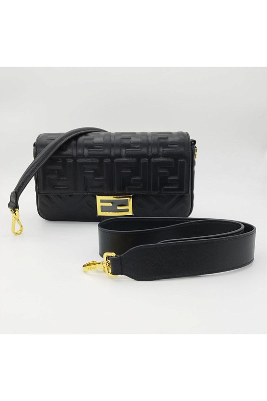 Кожаная сумка Fendi Medium Baguette FF motif 27x16 см (2 расцветки)