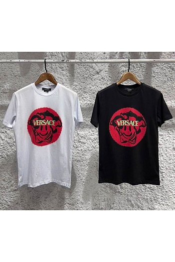 Белая мужская футболка Versace Medusa Smiley logo   
