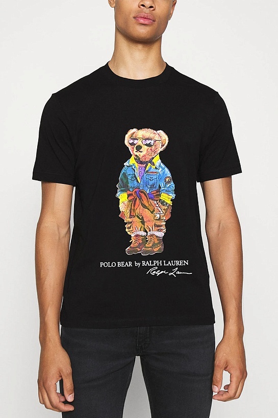 Мужская чёрная футболка Роlо Ralрh Lаurеn "Bear"